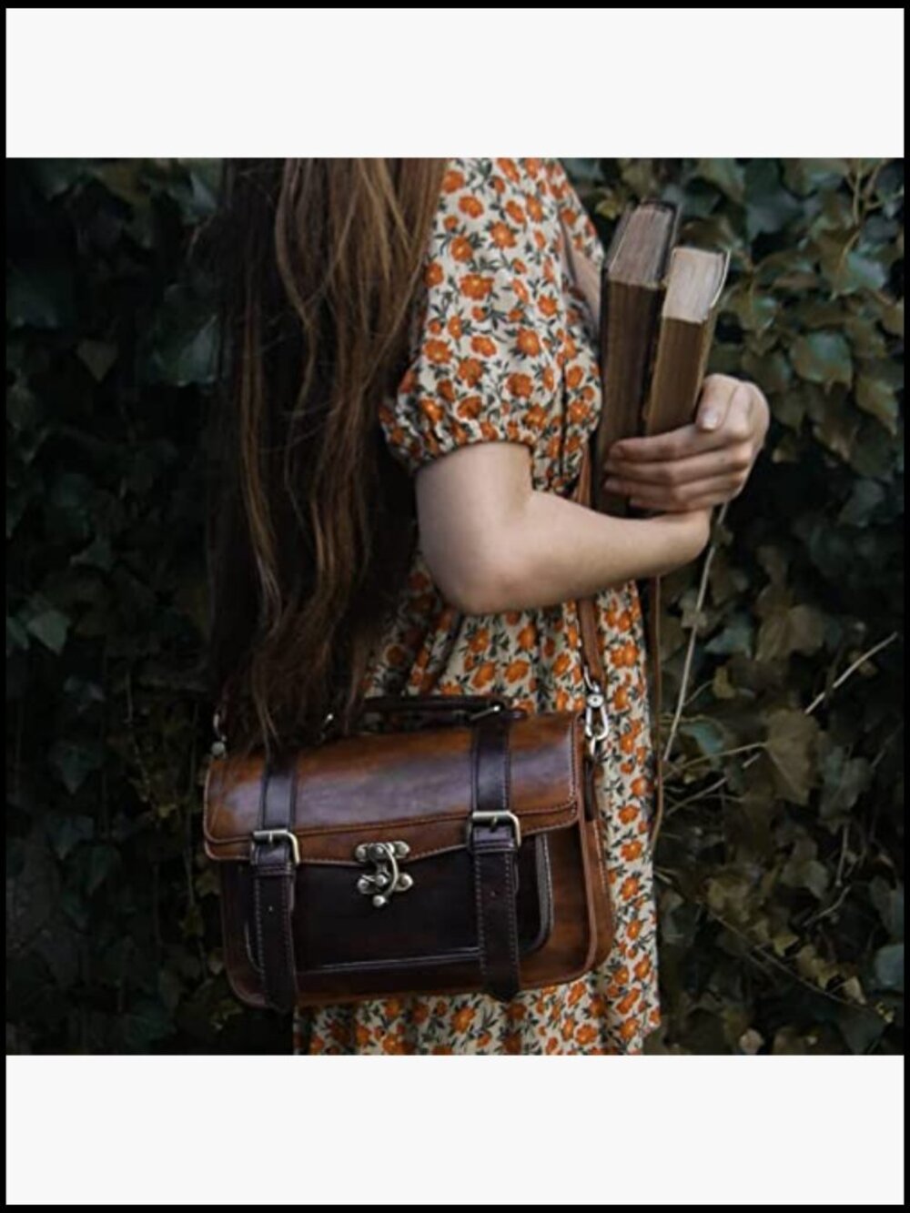 Vintage Faux Leather Satchel Crossbody Messenger Bag Work Classic Purse - Picture 2 of 7